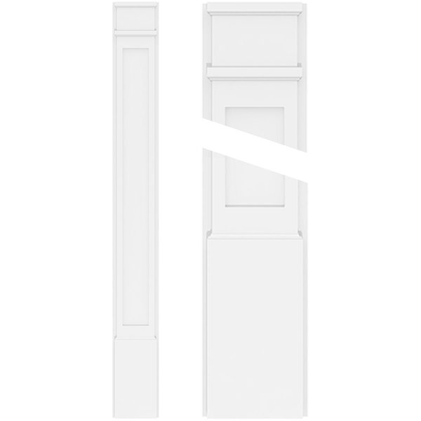 Ekena Millwork Flat Panel PVC Pilaster w/Decorative Capital & Base, 6"W x 48"H x 2"P PILP06X048FP02-2